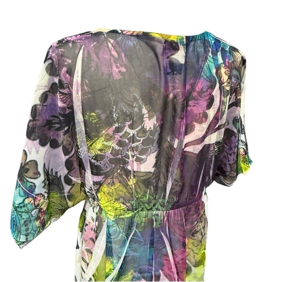 Torrid Y2K Fairy Multicolor Sheer Babydoll Top Sz 1 1X V Neck Flowy Forest Fairy - Picture 7 of 10